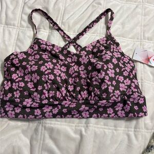 Lands' End Pink and Black Floral Top